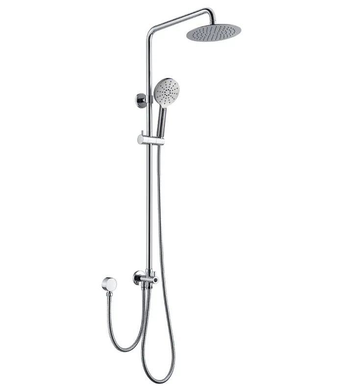BK Rund Chrome Round Twin Shower On Rail (Bottom Inlet)