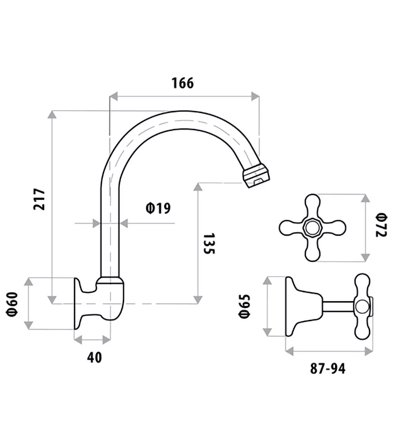 Specification For Entice Gooseneck Wall Mounted Sink Tap Set