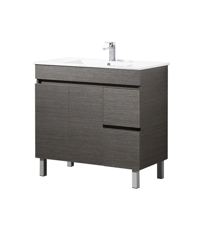 Avie Dark Brown 900mm PVC Freestanding Vanity