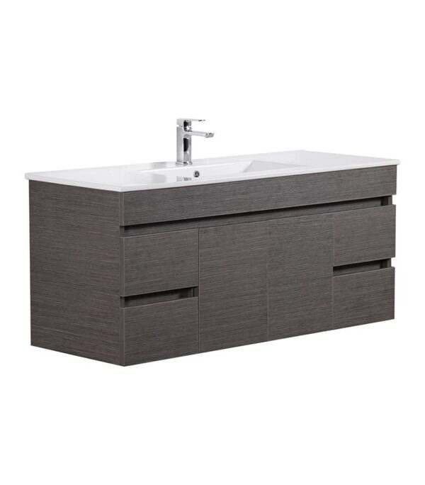 Avie Dark Brown 1500mm Single Bowl PVC Wall Hung Vanity