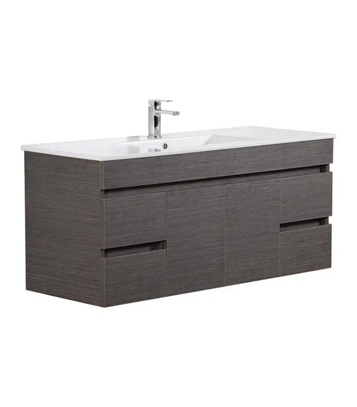 Avie Dark Brown 1500mm Single Bowl PVC Wall Hung Vanity