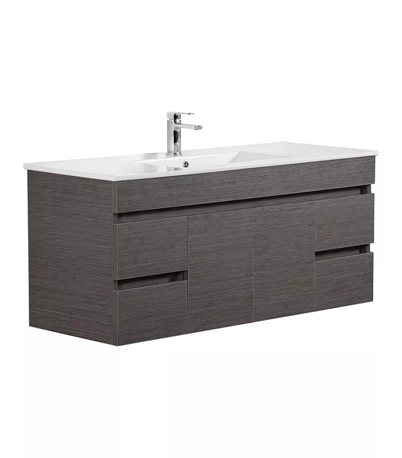 Avie Dark Brown 1500mm Single Bowl PVC Wall Hung Vanity