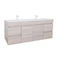 Avie Light Oak 1500mm Double Bowls PVC Wall Hung Vanity