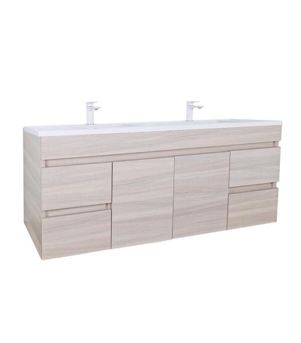 Avie Light Oak 1500mm Double Bowls PVC Wall Hung Vanity