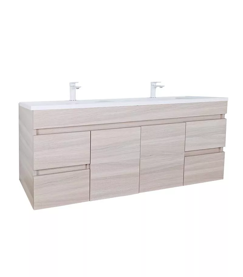 Avie Light Oak 1500mm Double Bowls PVC Wall Hung Vanity