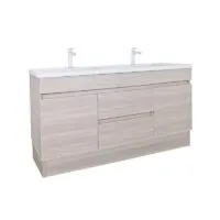 Avie Light Oak 1200mm Double Bowls PVC Freestanding Vanity