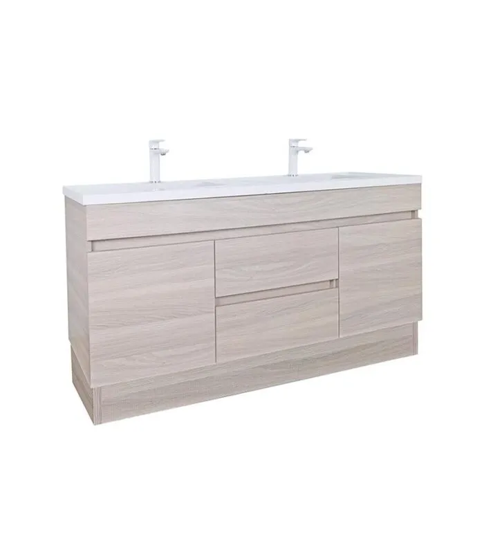 Avie Light Oak 1200mm Double Bowls PVC Freestanding Vanity
