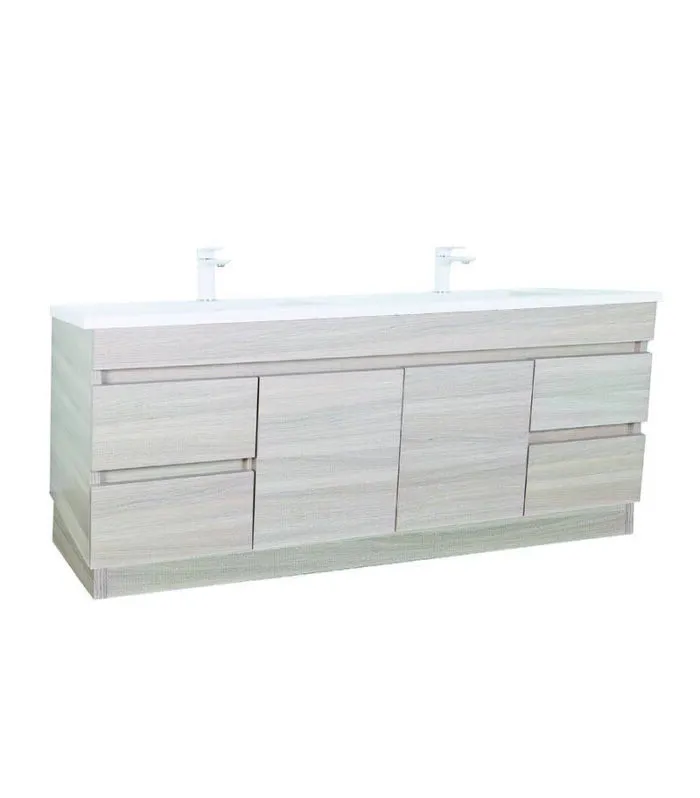 Avie Light Oak 1500mm Double Bowls PVC Freestanding Vanity