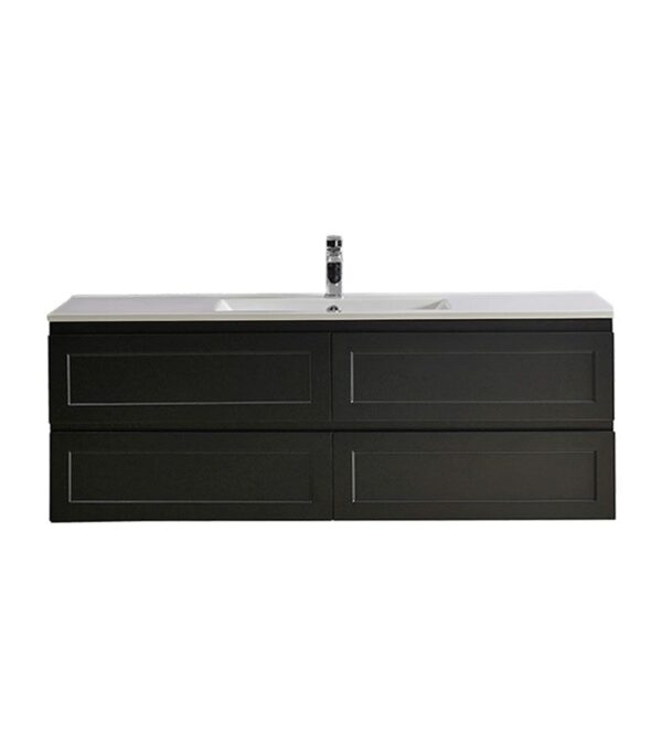 Fremantle Matt Black 1500mm Single Bowl PVC Wall Hung Vanity
