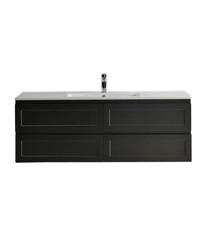 Fremantle Matt Black 1500mm Single Bowl PVC Wall Hung Vanity