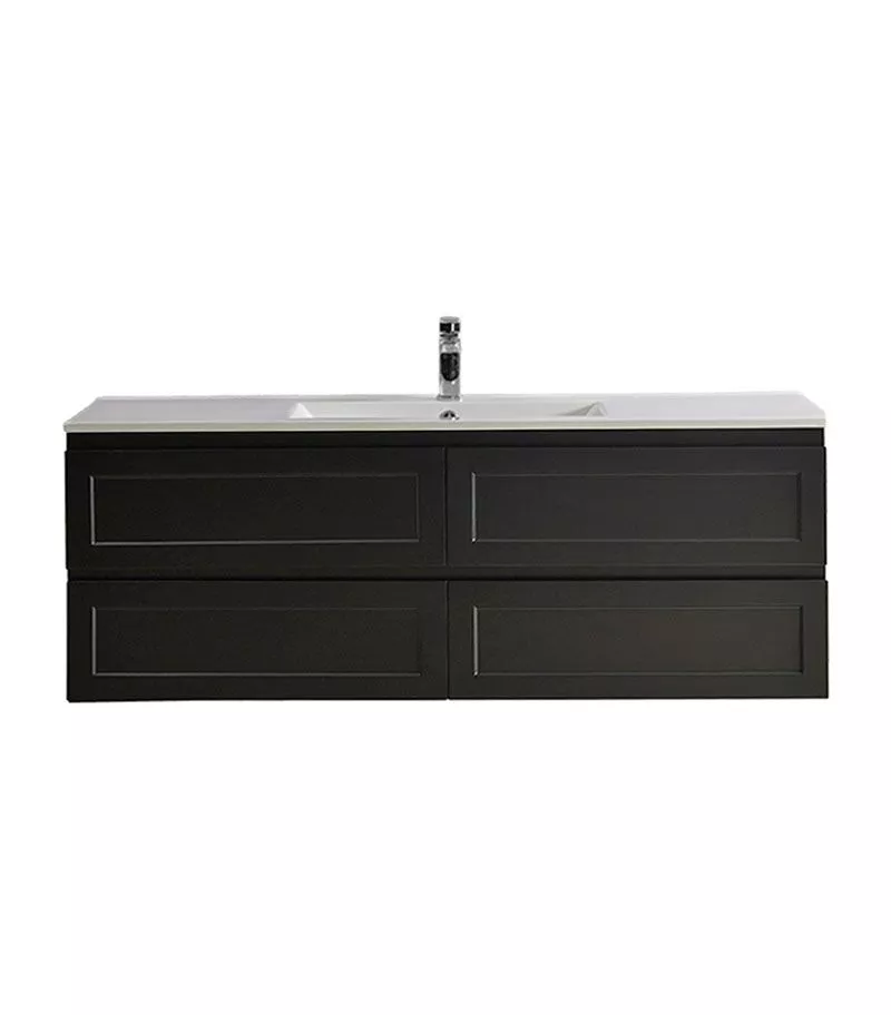 Fremantle Matt Black 1500mm Single Bowl PVC Wall Hung Vanity