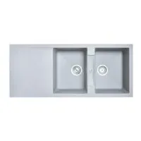 Carysil 1160mm Concrete Grey Double Bowls With Drainer Board Granite Kitchen Sink TWMD-200JG