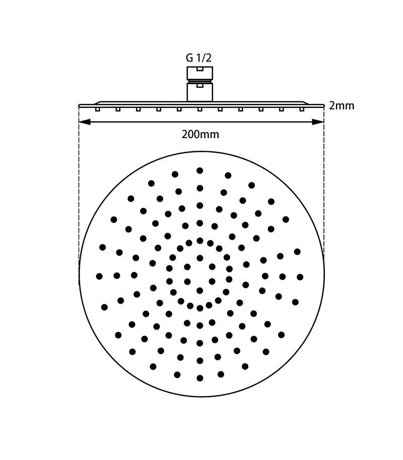Lucid 200mm Stainless Steel Shower Head - Specification