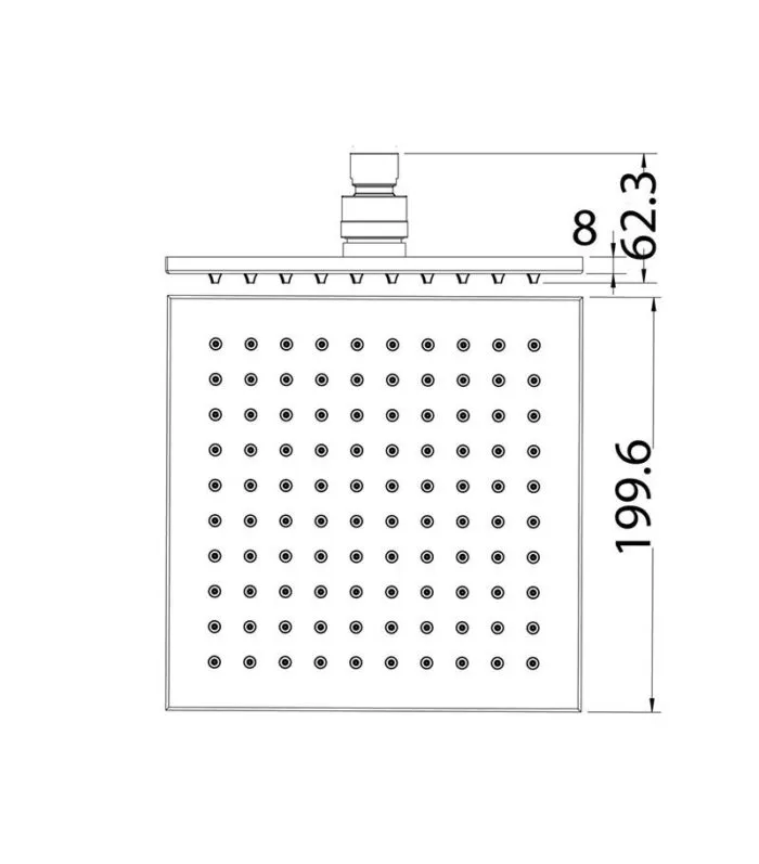Eden Square Shower Head 200mm – 8mm Thick | Specification