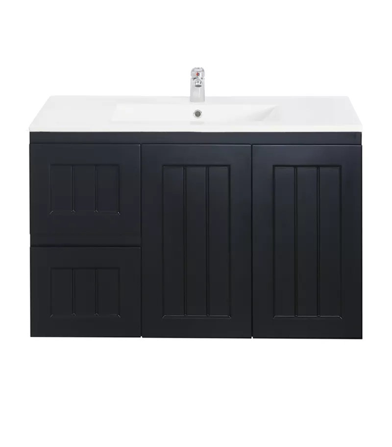 Acacia Shaker Matt Black 900mm PVC Wall Hung Vanity
