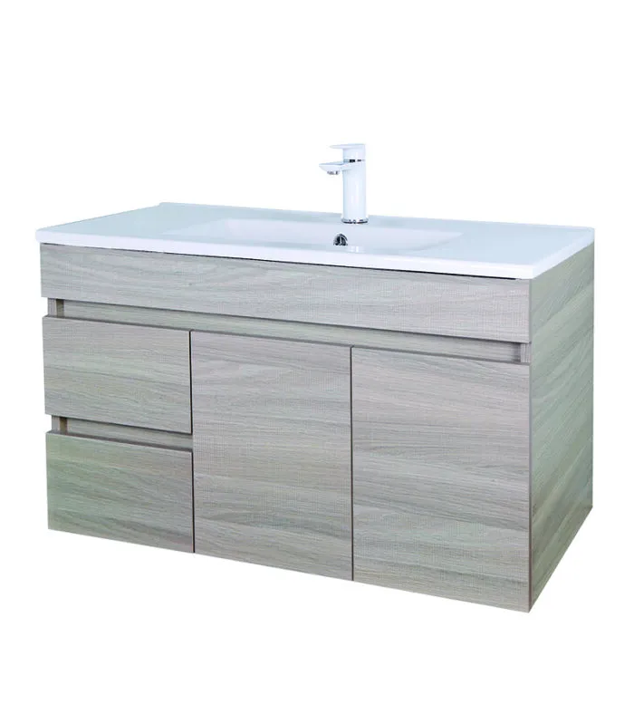 Avie Light Oak 900mm PVC Wall Hung Vanity
