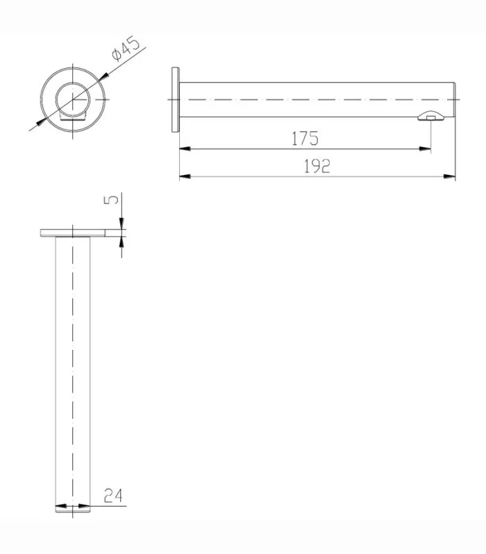 Hali Basin/Bath Straight Spout - Specification