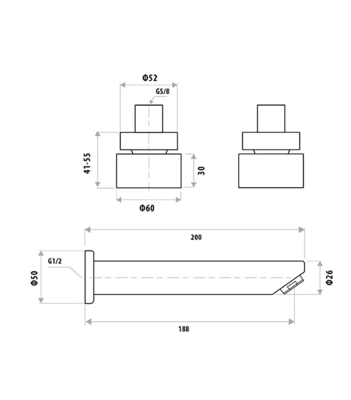 Specification For Loui Bath Tap Set