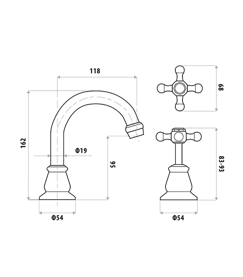 Specification For Noosa Heritage Basin Tap Set