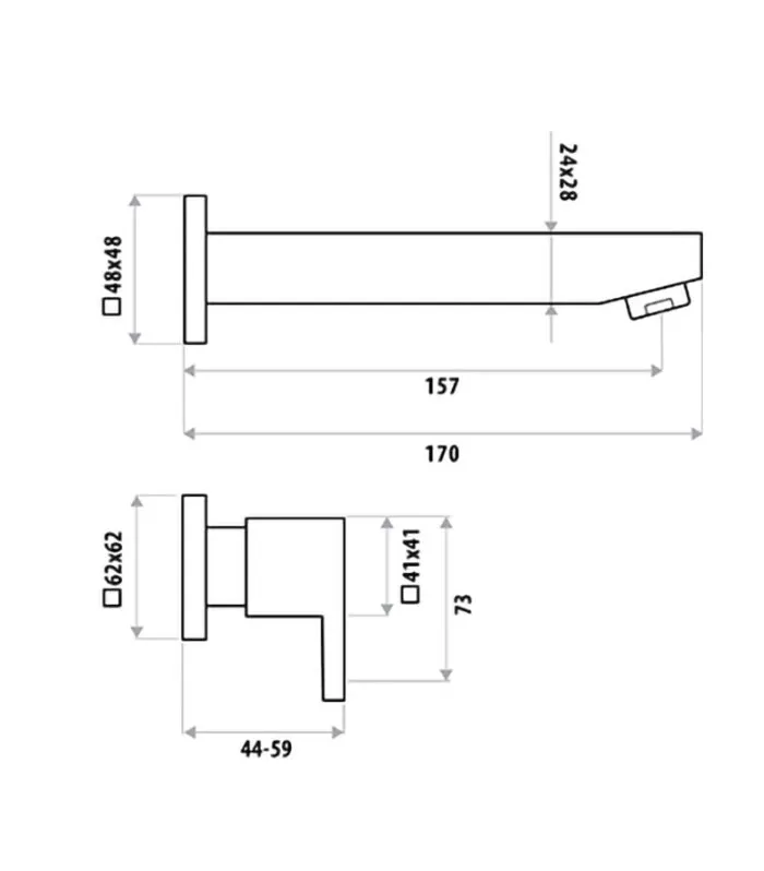Specification For Bo Lauren Bath Tap Set 3/4 Turn
