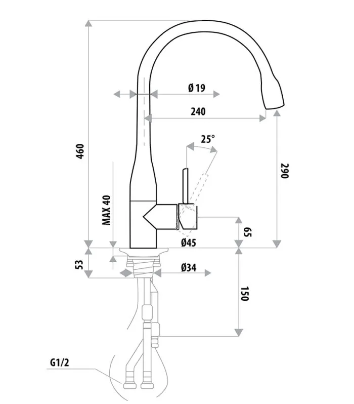 Elle Stainless Steel Matt Black Pull Out Sink Mixer