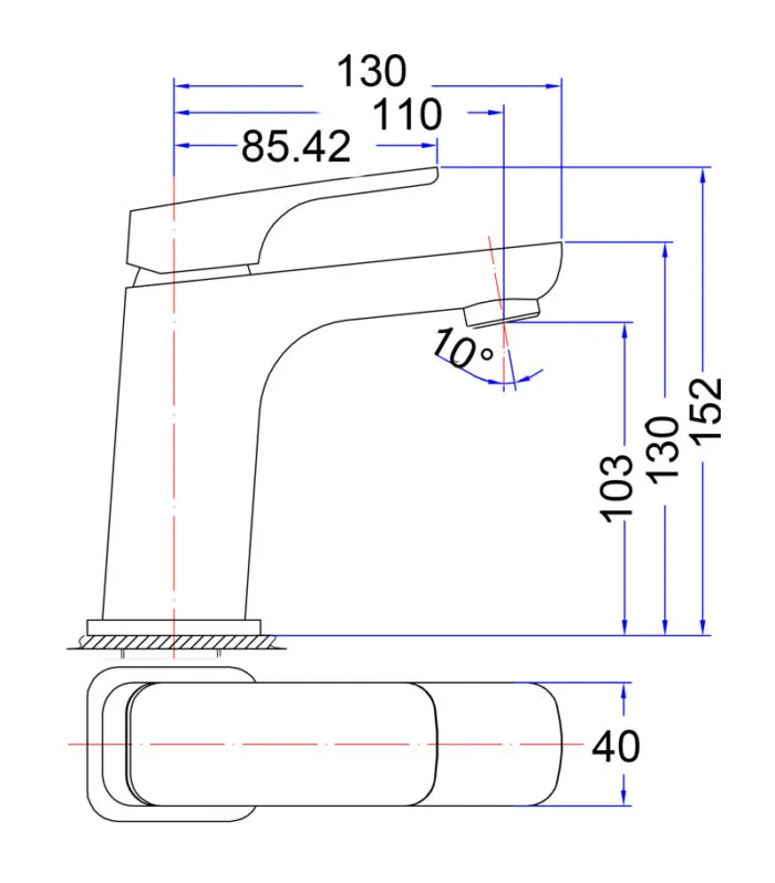 Specification For Eden Square Basin Mixer