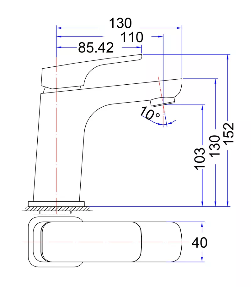 Specification For Eden Square Basin Mixer