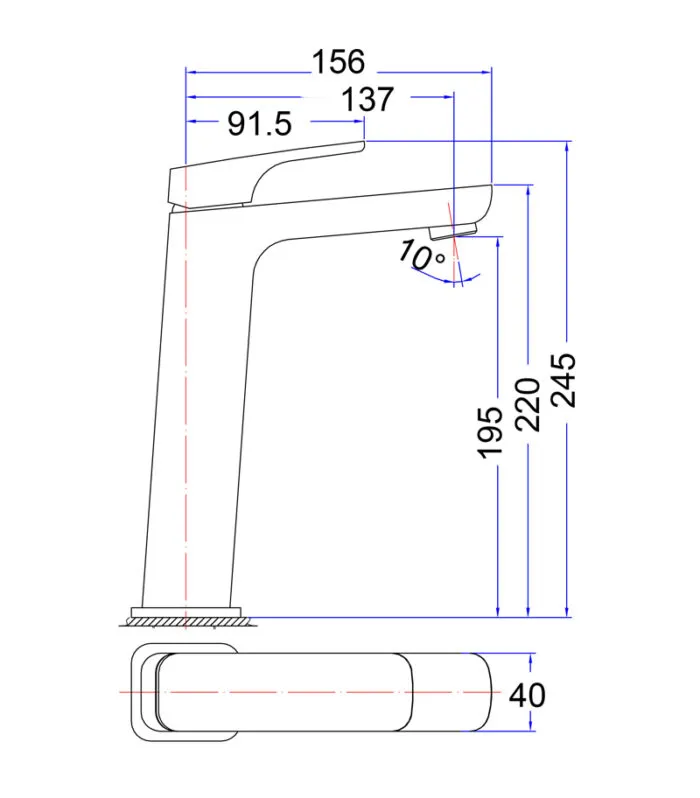 Specification For Eden Square Tall Basin Mixer