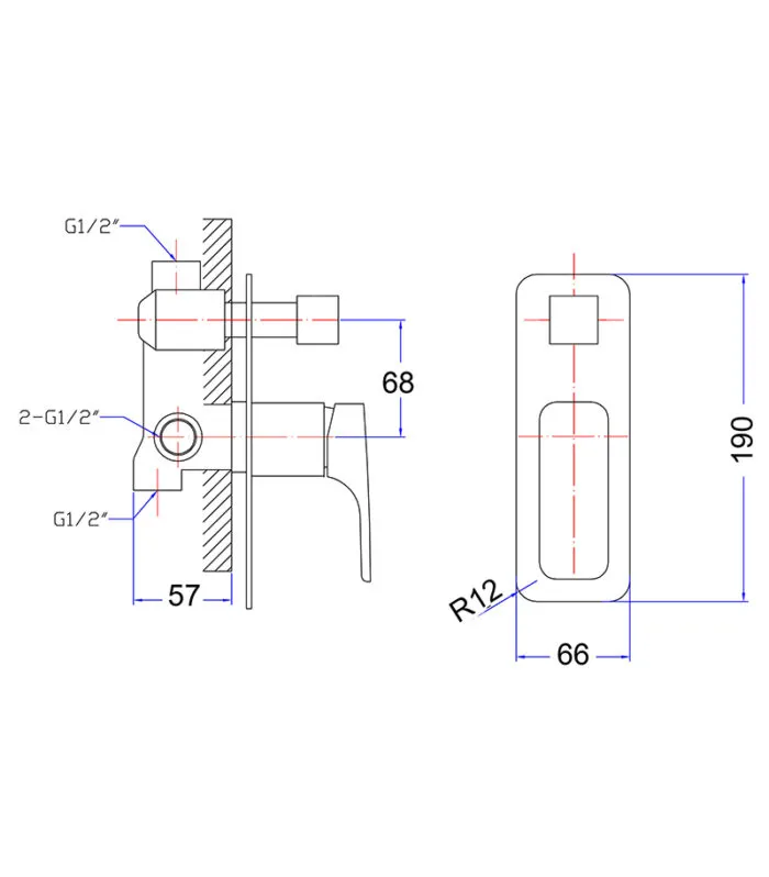 Specification For Eden Wall Mixer With Diverter