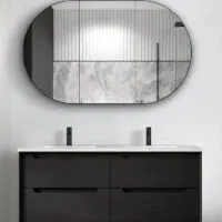 Byron Black Oak 1200mm Double Bowl Plywood Wall Hung Vanity BY1200BCT D Byron Black Oak 1200mm Double Bowl Plywood Wall Hung Vanity BY1200BCT D