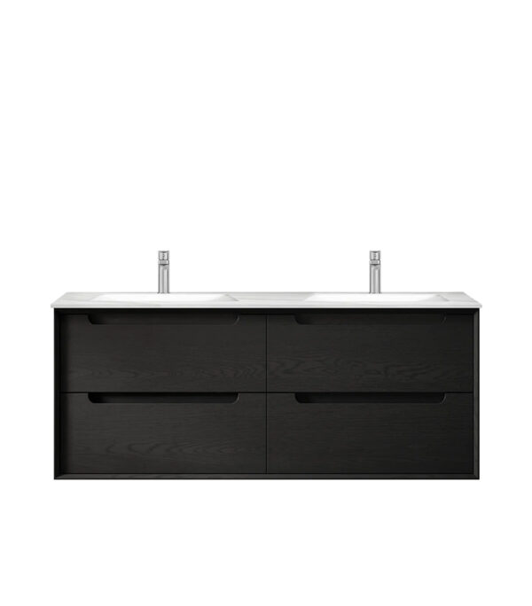 Byron Black Oak 1200mm Double Bowl Plywood Wall Hung Vanity BY1200BST DUB