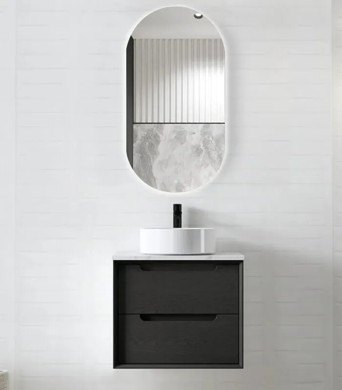 Byron Black Oak 600mm Plywood Wall Hung Vanity BY600B