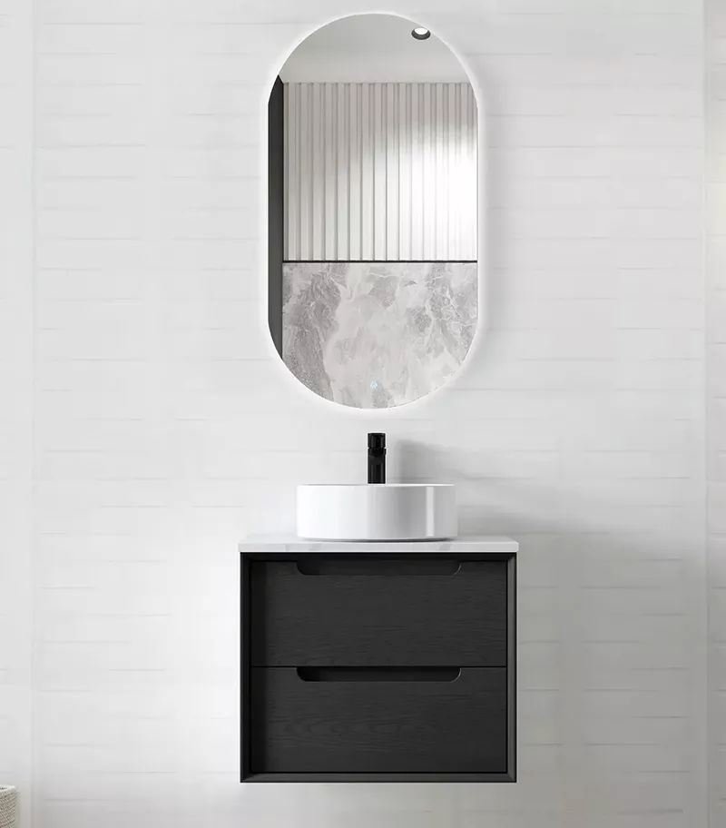 Byron Black Oak 600mm Plywood Wall Hung Vanity BY600B