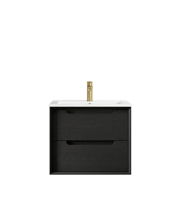 Byron Black Oak 600mm Plywood Wall Hung Vanity BY600BCT