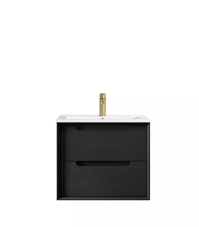 Byron Black Oak 600mm Plywood Wall Hung Vanity BY600BCT