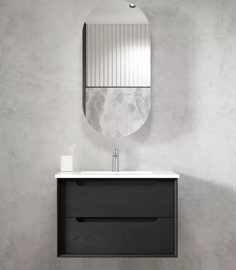 Byron Black Oak 750mm Plywood Wall Hung Vanity BY750BCT
