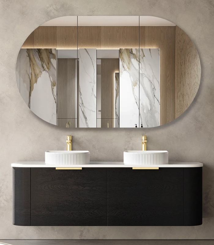 Bondi Natural Oak 1500mm Plywood Double Bowls Wall Hung Vanity BO1500BST