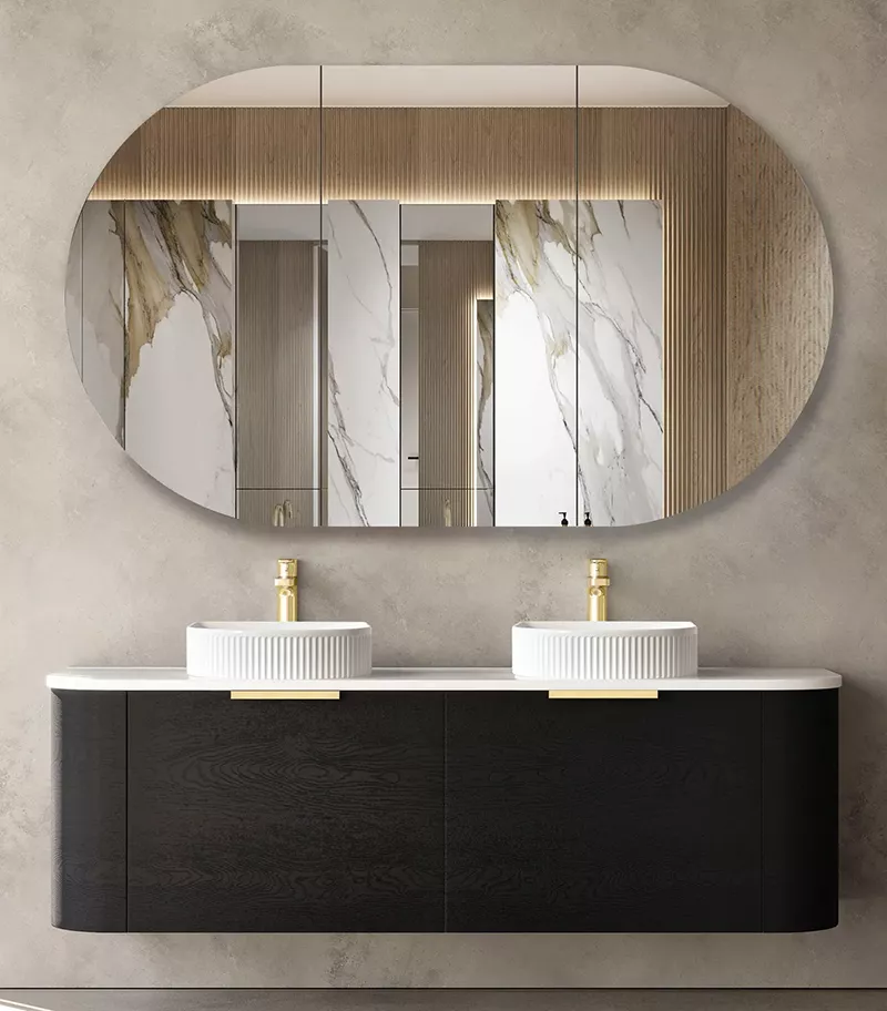 Bondi Natural Oak 1500mm Plywood Double Bowls Wall Hung Vanity BO1500BST