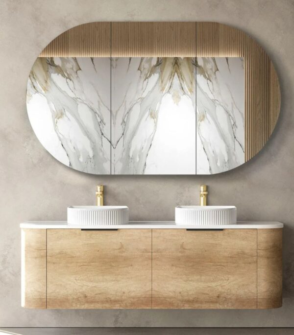 Bondi 1500mm Double Bowl Plywood Wall Hung Vanity – Natural Oak