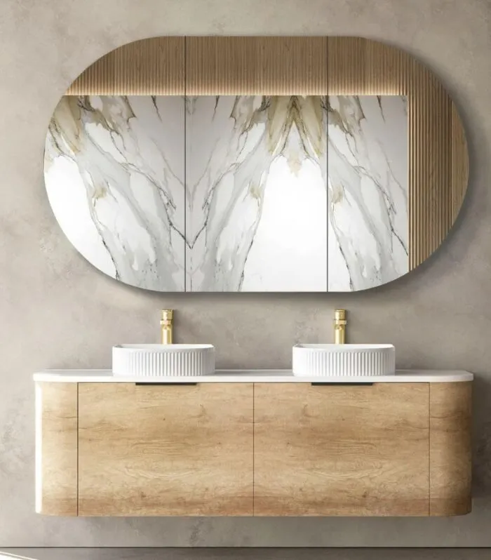 Bondi 1500mm Double Bowl Plywood Wall Hung Vanity – Natural Oak