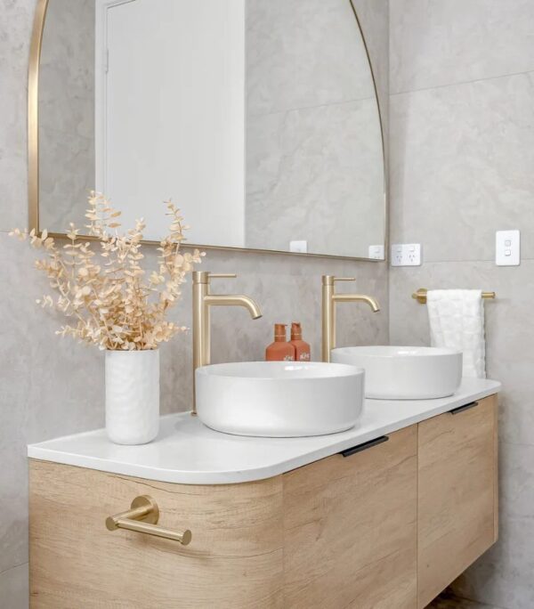 Bondi 1500mm Double Bowl Plywood Wall Hung Vanity – Natural Oak | Side View