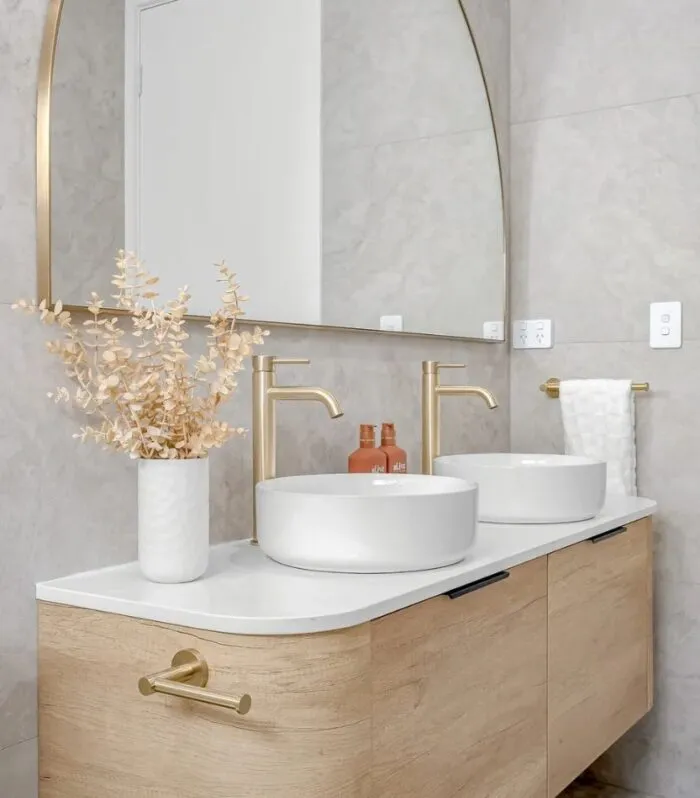 Bondi 1500mm Double Bowl Plywood Wall Hung Vanity – Natural Oak | Side View