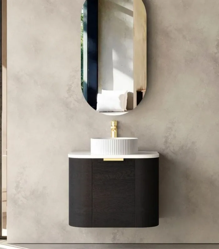 Bondi 600mm Plywood Wall Hung Vanity – Black Oak