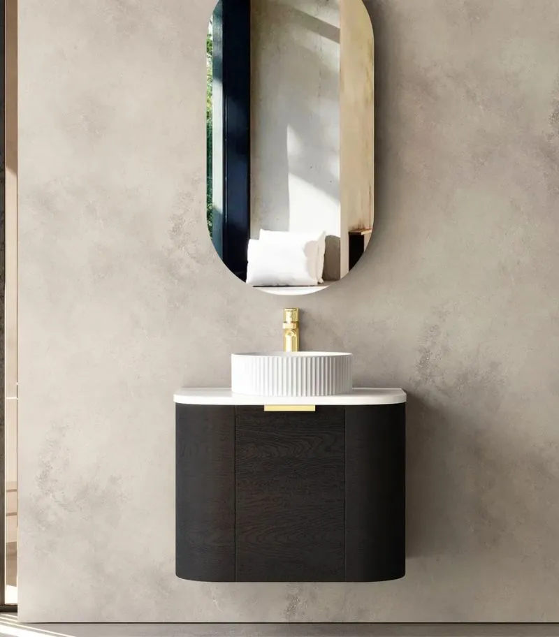Bondi 600mm Plywood Wall Hung Vanity – Black Oak