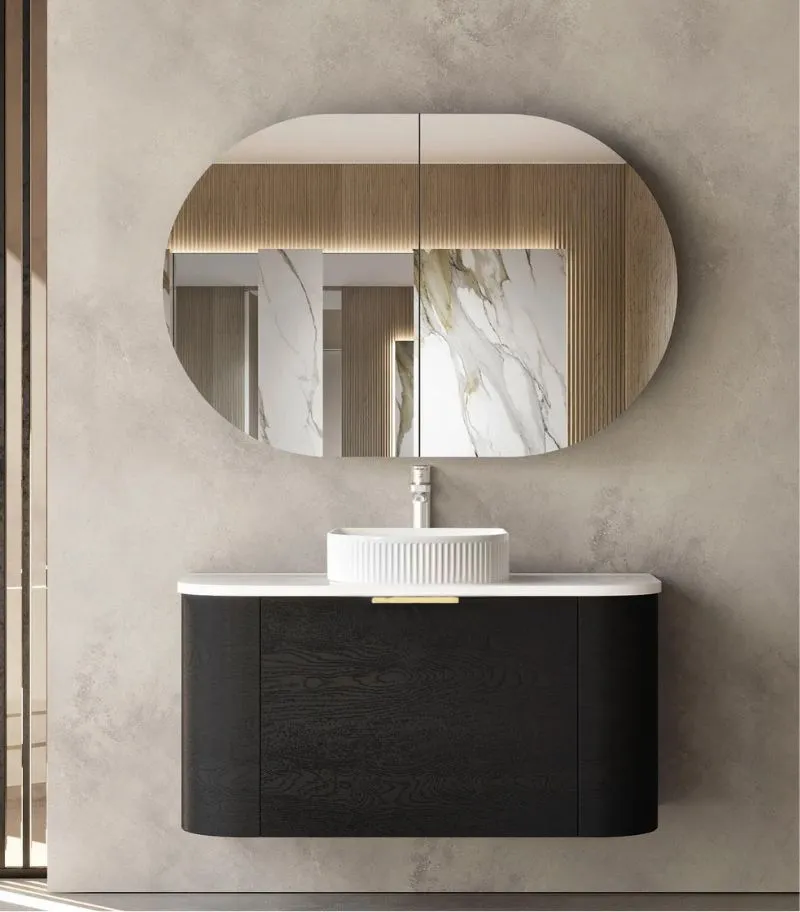 Bondi 900mm Plywood Wall Hung Vanity – Black Oak