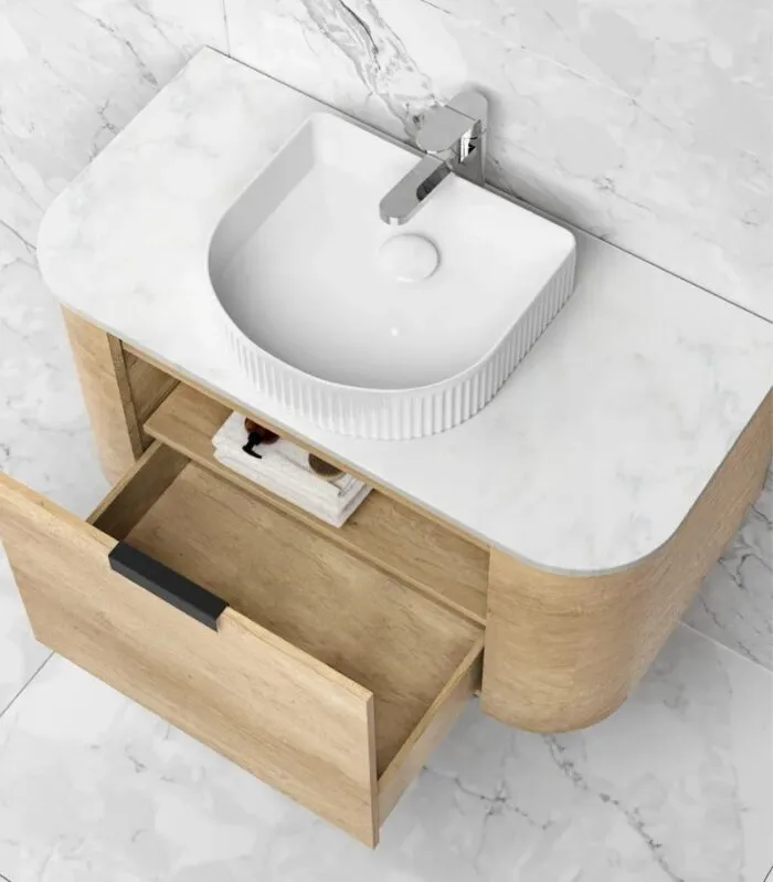 Bondi 900mm Plywood Wall Hung Vanity – Natural Oak | Interior