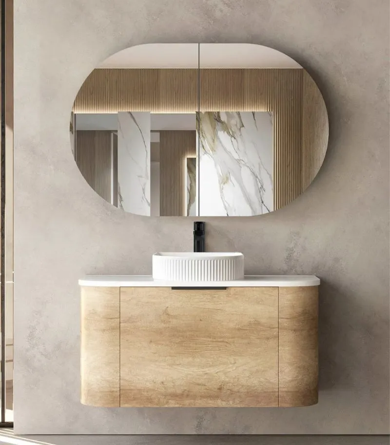 Bondi 900mm Plywood Wall Hung Vanity – Natural Oak