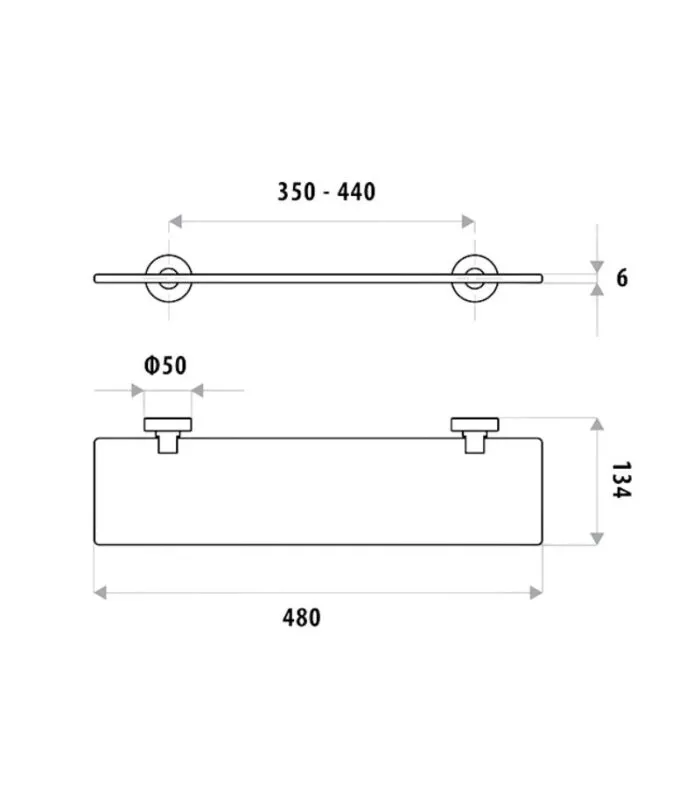 Loui 480mm Shower Glass Shelf - Specification