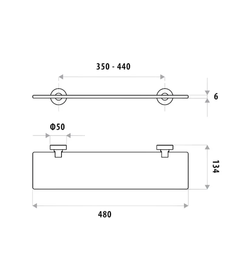 Loui 480mm Shower Glass Shelf - Specification