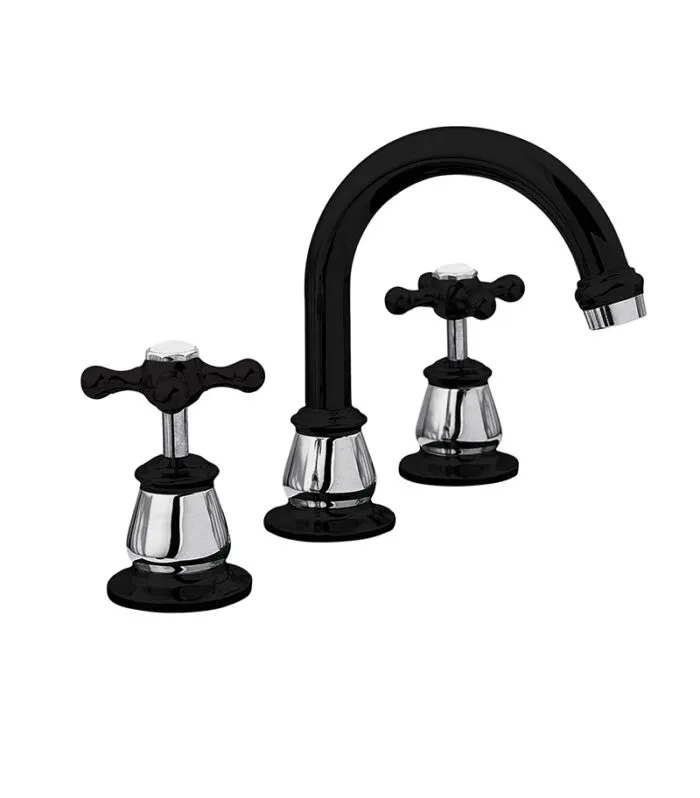 Noosa Heritage Basin Tap Set - Matt Black & Chrome